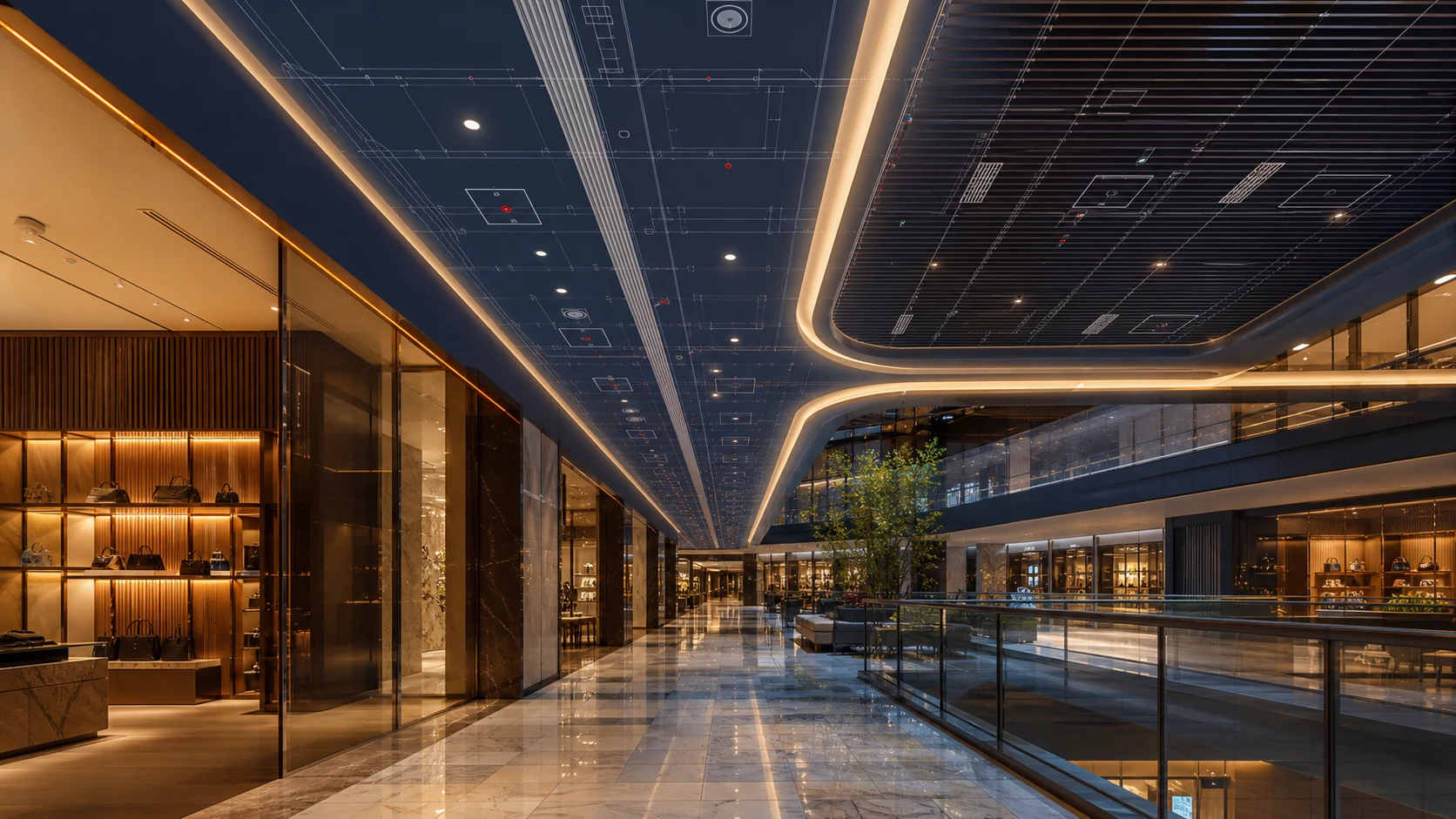Luxury Commercial Interior client presentation view showing completed luxury commercial interior