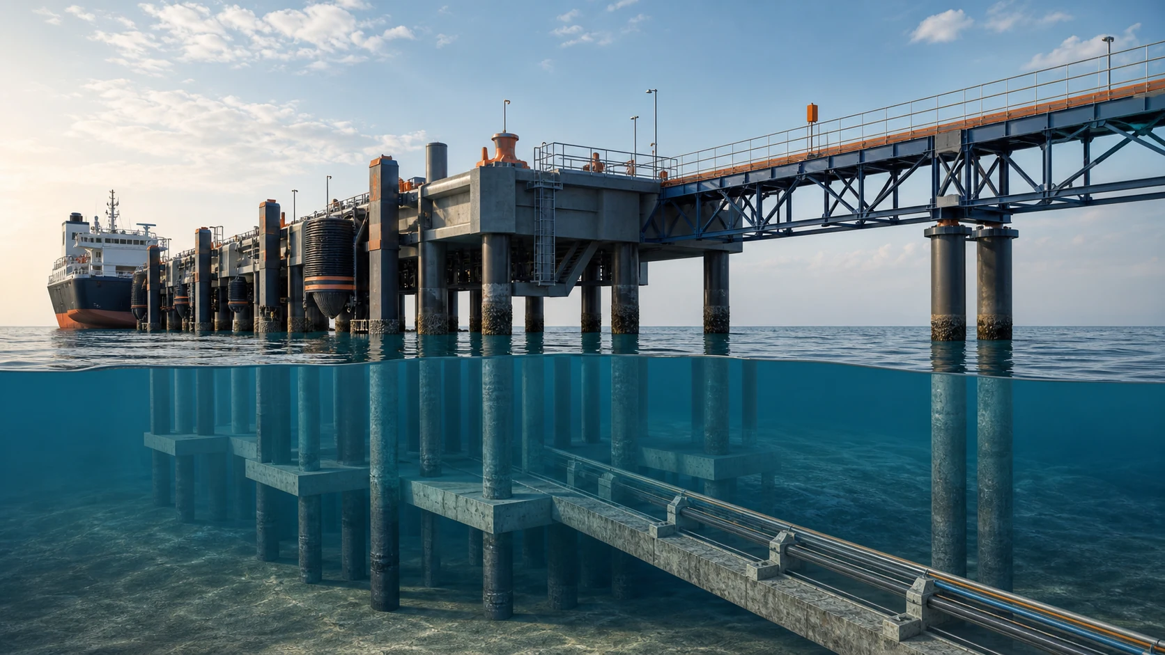 Jetty & Berthing Facility client presentation view showing jetty and berthing facility presentation